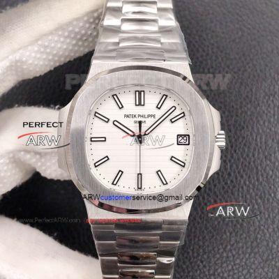 Swiss Replica Patek Philippe 5711 Nautilus White Dial Stainless Steel Watch